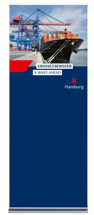 Roll Up "Grosses bewegen" - Motiv: Containerschiff